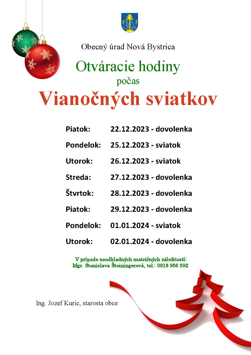 Veselé Vianoce uradne hodiny 2023