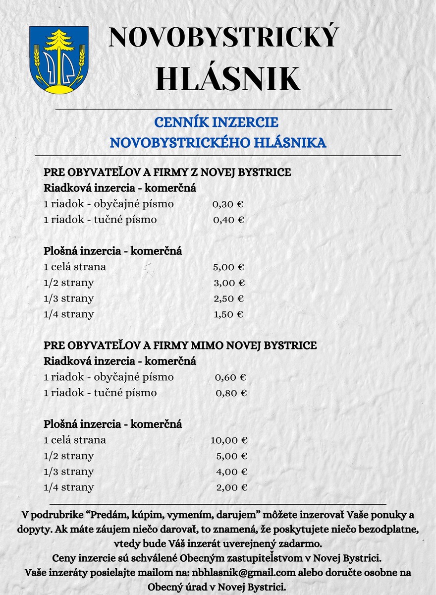 Hlásnik inzercia