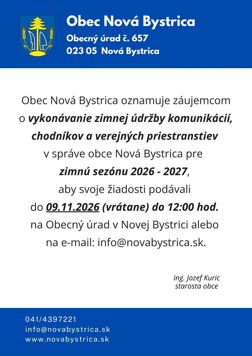 oznamy OU zimna udrzba